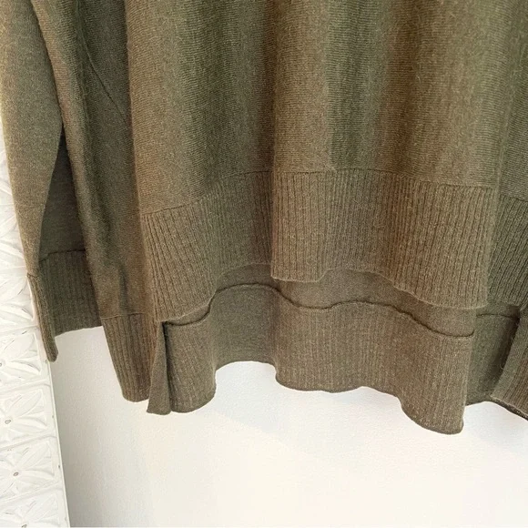 Eileen Fisher Olive Green Boxy High Low Sweater - Picture 3 of 9
